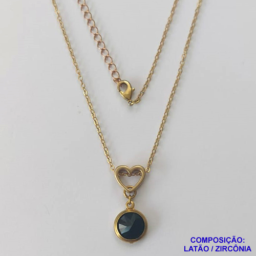 GARGANTILHA NO BRUTO PRONTO PARA O BANHO - GARGANTILHA CORRENTE CADEADO 45CM + EXTENSOR - PINGENTE EM ZIRCÔNIA PRETA 10X10MM - COMPOSIÇÃO: LATÃO / ZIRCÔNIA - PESO TOTAL: 3,4GR - BRU10437