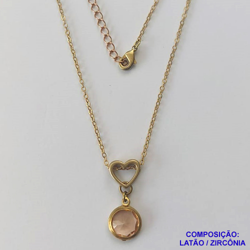 GARGANTILHA NO BRUTO PRONTO PARA O BANHO - GARGANTILHA CORRENTE CADEADO 45CM + EXTENSOR - PINGENTE EM ZIRCÔNIA BEGE 10X10MM - COMPOSIÇÃO: LATÃO / ZIRCÔNIA - PESO TOTAL: 3,4GR - BRU10438