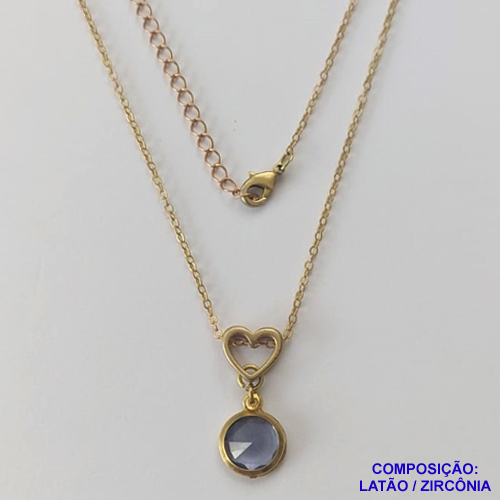 GARGANTILHA NO BRUTO PRONTO PARA O BANHO - GARGANTILHA CORRENTE CADEADO 45CM + EXTENSOR - PINGENTE EM ZIRCÔNIA LILÁS 10X10MM - COMPOSIÇÃO: LATÃO / ZIRCÔNIA - PESO TOTAL: 3,4GR - BRU10439