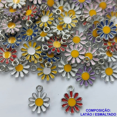 ACESSÓRIO NO BRUTO PRONTO PARA O BANHO - PINGENTE FLOR ESMALTADA 10X10MM - PESO 0,5GR - (SERÁ ENVIADA A COR DISPONÍVEL EM ESTOQUE) - BRU0001884