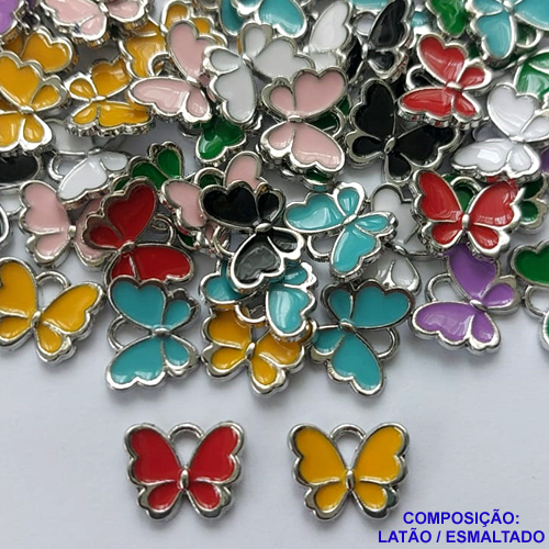 ACESSÓRIO NO BRUTO PRONTO PARA O BANHO(CX101) - PINGENTE BORBOLETA ESMALTADA 9X12MM - PESO 0,7GR - (SERÁ ENVIADA A COR DISPONÍVEL EM ESTOQUE) - BRU0001886