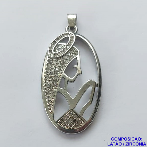 ACESSÓRIO NO BRUTO PRONTO PARA O BANHO(CX104) - PINGENTE OVAL NOSSA SRA APARECIDA CRAVEJADO EM MICROS ZIRCÔNIAS - TAMANHO 17X34MM - PESO 4,3GR - COMPOSIÇÃO: LATÃO / ZIRCÔNIA - BRU0001902