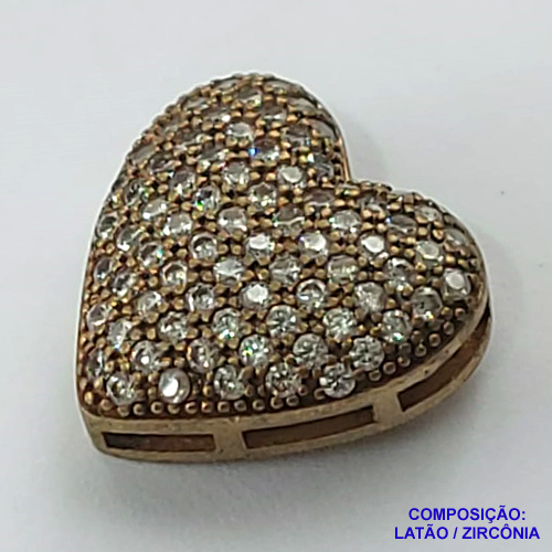 PINGENTE NO BRUTO PRONTO PARA O BANHO (CX29)- PINGENTE CORAÇÃO CRAVEJADO EM MICROS ZIRCÔNIAS - TAMANHO 16X16MM - COMPOSIÇÃO: LATÃO / ZIRCÔNIA - PESO TOTAL 2,8GR - BRU10530