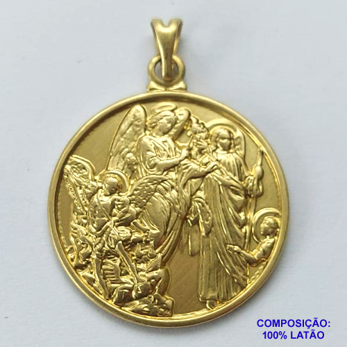 ACESSÓRIO NO BRUTO PRONTO PARA O BANHO -  (CX.34) PINGENTE REDONDO ANOS GABRIEL /  MIGUEL / RAFAEL EM ALTO RELEVO (3094) - TAMANHO 25MM - COMPOSIÇÃO: 10% LATÃO - PESO TOTAL 3,1GR - BRU10531