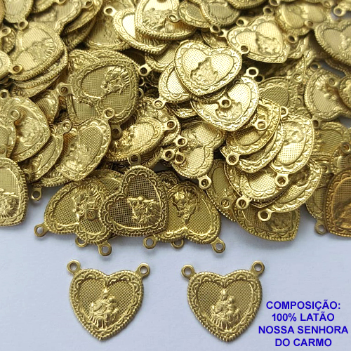 ACESSÓRIO NO BRUTO PRONTO PARA O BANHO(CX81) - (E2232) COMPOSIÇÃO 100% LATÃO - ESCAPULÁRIO (CORAÇÃO RENDADO NOSSA SRA DO CARMO) - PESO 0,6GR - VENDA POR UNIDADE - BRU0001906