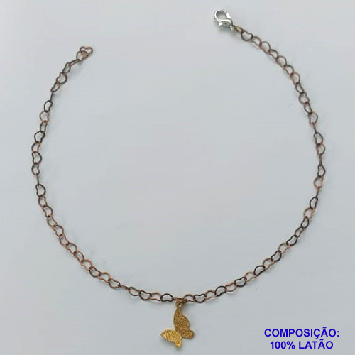 TORNOZELEIRA NO BRUTO PRONTO PARA O BANHO(CX97)- TORNOZELEIRA COM PINGENTE BORBOLETA - TAMANHO 25CM - PESO: 1,5GR - BRU10547