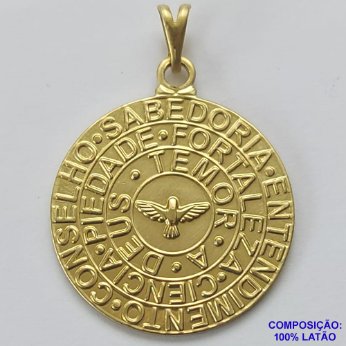 PINGENTE NO BRUTO PRONTO PARA O BANHO - PINGENTE REDONDO ESPÍRITO SANTO (2364) - TAMANHO 24X24MM - PESO 4,2GR - COMPOSIÇÃO: 100% LATÃO - BRU10553