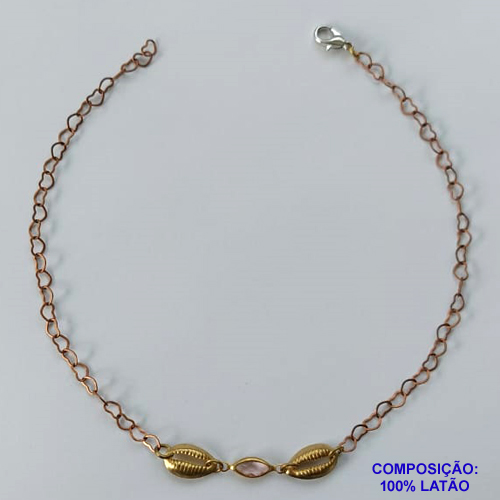 TORNOZELEIRA NO BRUTO PRONTO PARA O BANHO - TORNOZELEIRA COM CONCHAS E STRASS - TAMANHO 25CM - PESO: 1,8GR - BRU10564