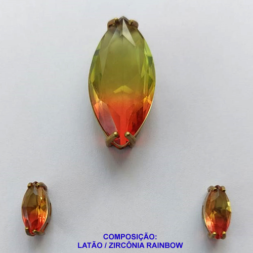 CONJUNTO NO BRUTO PRONTO PARA O BANHO(CX68) - (SEM CORRENTE) PINGENTE E BRINCOS DE PINO COM ZIRCÔNIA RAINBOW - PINGENTE 14X28MM BRINCOS 5X11MM - PESO TOTAL 8,2GR -  BRU10582