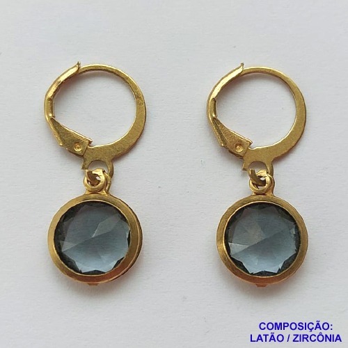 BRINCO NO BRUTO PRONTO BANHO - BRINCO COM PINGENTE EM ZIRCÔNIA LILÁS 10MM - ARGOLINHA DE PRESSÃO (TRANQUETA) - PESO TOTAL 2.2GR - BRU10594
