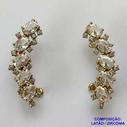 BRINCO NO BRUTO PRONTO PARA O BANHO(TTUU) (CX03) - BRINCO DE PINO ZIRCÔNIAS - TAMANHO 30MM - PESO TOTAL DO PAR 5.2GR - BRU10608