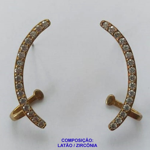 BRINCO NO BRUTO PRONTO PARA O BANHO (CX04) - BRINCO DE PINO ZIRCÔNIAS CRISTAIS - TAMANHO 26MM - PESO TOTAL DO PAR 2.0GR - BRU10619