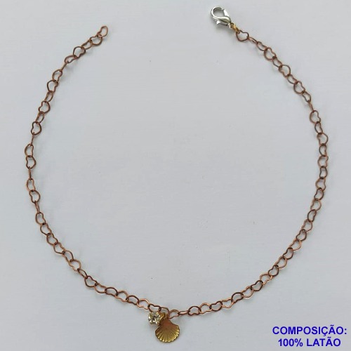 TORNOZELEIRA NO BRUTO PRONTO PARA O BANHO (CX62) - TORNOZELEIRA COM CONCHAS E STRASS - TAMANHO 25CM - PESO: 1,4GR - BRU10631