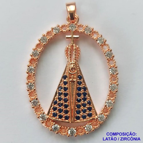 PINGENTE NO BRUTO PRONTO PARA O BANHO (CX30) PINGENTE NOSSA SENHORA APARECIDA 22X30MM  ALTA FUSÃO( TODA CRAVEJADO EM MICRO ZIRCÔNIAS - PESO 4.0GR - BRU0001932