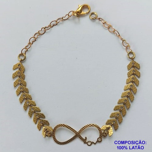 PULSEIRA NO BRUTO PRONTO PARA O BANHO(CX61) - PULSEIRA ESCAMAS COM INFINITO LOVE- TAMANHO 17CM + EXTENSOR - PESO 2.2GR - FECHO LAGOSTA - BRU10656