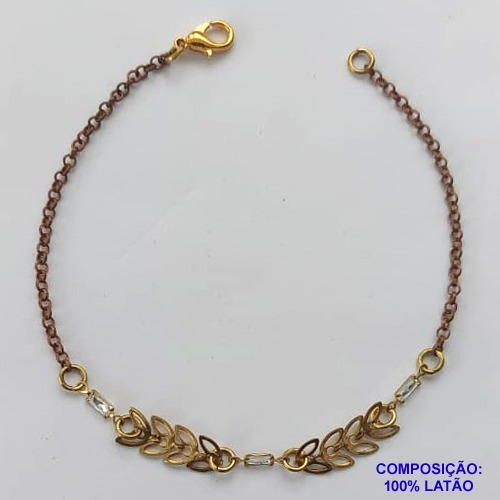 PULSEIRA NO BRUTO PRONTO PARA O BANHO(CX62) - PULSEIRA ESCAMAS COM PEDRAS CRISTAIS- TAMANHO 17CM + EXTENSOR - PESO 1.7GR - FECHO LAGOSTA - BRU10657
