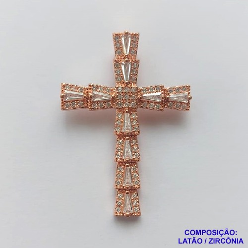 PINGENTE NO BRUTO PRONTO PARA O BANHO (CX29) - PINGENTE CRUCIFIXO COM ZIRCÔNIAS CRISTAIS 25X36MM PESO 3.6GR- BRU0001941