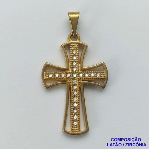PINGENTE NO BRUTO PRONTO PARA O BANHO(CX65) - PINGENTE CRUCIFIXO COM MICRO ZIRCÔNIAS CRISTAIS 18X27MM PESO 2.3GR- BRU0001945