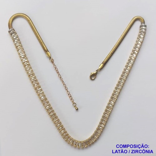 SHOCKER BRUTO PRONTO PARA BANHO (CX62) - CORRENTE 45CM (LACRAIA) COM PEDRAS EM ZIRCÔNIAS - PESO TOTAL 22.7GR  - FECHO LAGOSTA - BRU10671