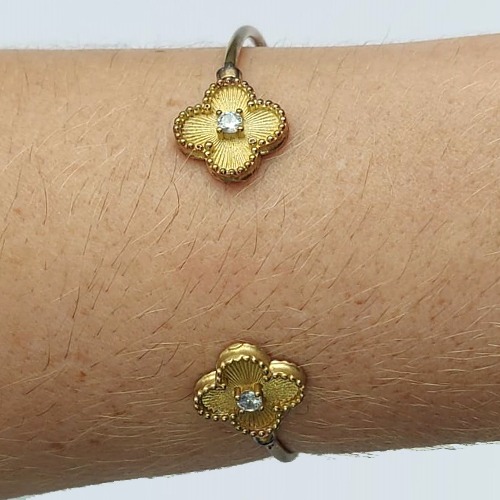 PULSEIRA (BRACELETE) NO BRUTO PRONTO PARA O BANHO(CX126) - BRACELETE VAN CLEEF 12MM COM ZIRCÔNIA   - PESO 5.7GR - COMPOSIÇÃO: 100% LATÃO - BRU10675