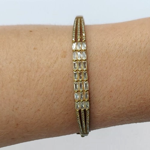 PULSEIRA (BRACELETE) NO BRUTO PRONTO PARA O BANHO (CX35) - COM ZIRCÔNIAS CRISTAIS E CRAVEJADOS COM MICRO ZIRCÔNIAS - PESO TOTAL 10.4GR - BRU10691