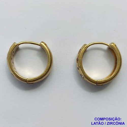 BRINCO NO BRUTO PRONTO PARA O BANHO (CX62) - BRINCO DE ARGOLA COM MICRO ZIRCÔNIAS  COM TRAVA - TAMANHO 28MM - PESO 5.8GR - BRU10694