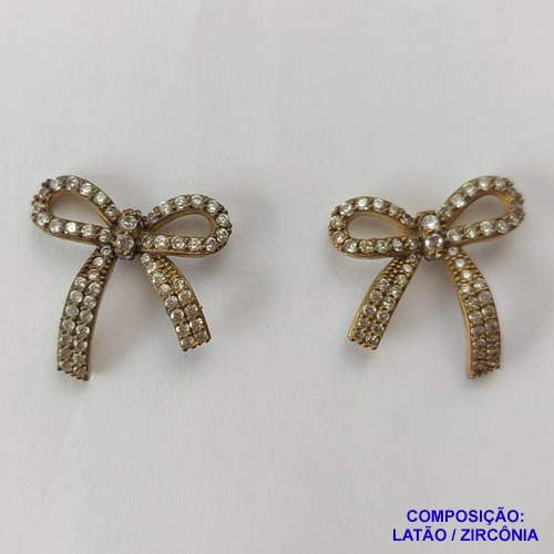 BRINCO NO BRUTO PRONTO PARA O BANHO(CX61) - BRINCO DE PINO LAÇO CRAVEJADO COM MICRO ZIRCÔNIAS - TAMANHO 17MM - PESO 2.4GR - BRU10699