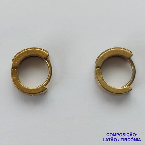 BRINCO NO BRUTO PRONTO BANHO (CX06)- BRINCO COM DUAS  FILEIRAS DE MICRO ZIRCÔNIAS CRISTAIS - ARGOLINHA DE PRESSÃO (TRANQUETA) TAMANHO 12MM - LARGURA: 3MM - PESO TOTAL 2.0GR - BRU10710