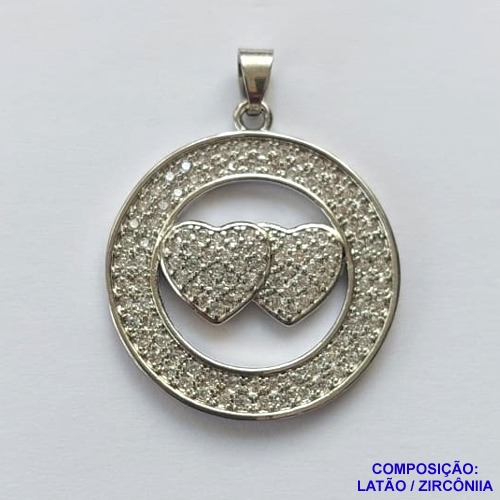 PINGENTE NO BRUTO PRONTO PARA O BANHO (CX32) - PINGENTE CORAÇÃO TODO CRAVEJADO COM MICRO ZIRCÔNIAS 24MM PESO 3.9GR- BRU0001959