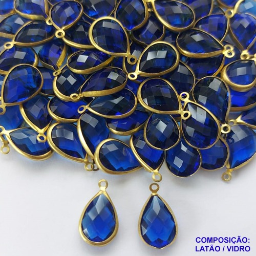 ACESSORIO NO BRUTO PRONTO PARA O BANHO - PINGENTE TAMANHO 10X14MM (GOTA)COMPOSIÇÃO 70% LATÃO E 30% VIDRO AZUL  -(VENDA POR UNIDADE) PESO 0.9GR BRU0001961