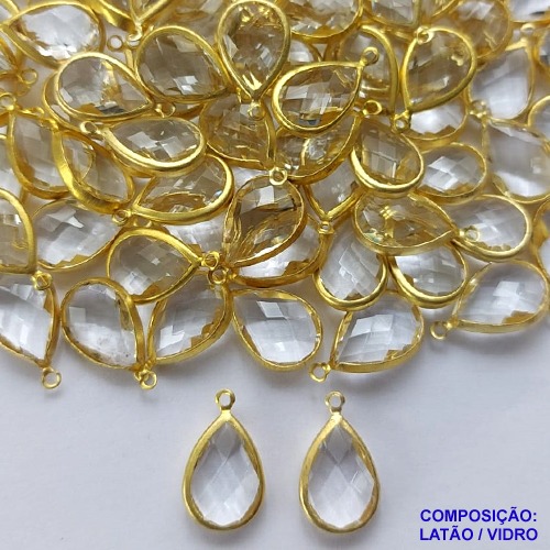 ACESSORIO NO BRUTO PRONTO PARA O BANHO (CX13) - PINGENTE TAMANHO 10X14MM (GOTA)COMPOSIÇÃO 70% LATÃO E 30% VIDRO INCOLOR -(VENDA POR UNIDADE) PESO 0.9GR BRU0001967