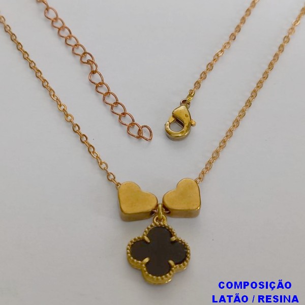 GARGANTILHA NO BRUTO PRONTO PARA O BANHO -COMPOSIÇÃO 100% LATÃO - PESO TOTAL 3,5GR - COM CORRENTE CADEADO DE 45CM+EXTENSOR - BRU10755