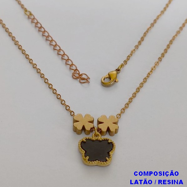GARGANTILHA NO BRUTO PRONTO PARA O BANHO -COMPOSIÇÃO 100% LATÃO - PESO TOTAL 3,5GR - COM CORRENTE CADEADO DE 45CM+EXTENSOR - BRU10757