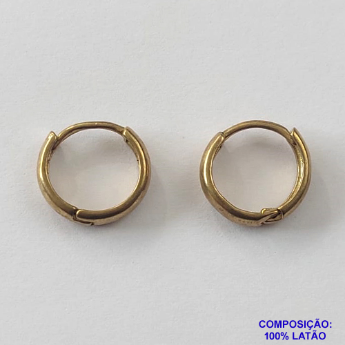 BRINCO NO BRUTO PRONTO BANHO - (CX64) BRINCO ARGOLA - ARGOLINHA DE PRESSÃO (TRANQUETA) TAMANHO 13M - LARGURA: 2,5MM - PESO TOTAL 1,4GR - BRU10816