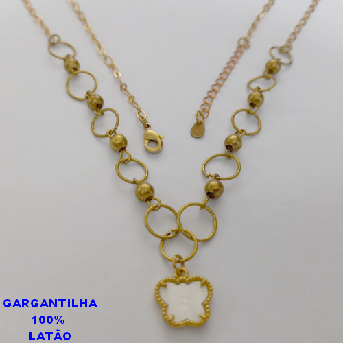 GARGANTILHA NO BRUTO PRONTO PARA O BANHO - (CX64) COM PINGENTE DE BORBOLETA - TAMANHO 45CM+EXTENSOR - PESO TOTAL 6.7GR - COMPOSIÇÃO 100% LATÃO - BRU10879