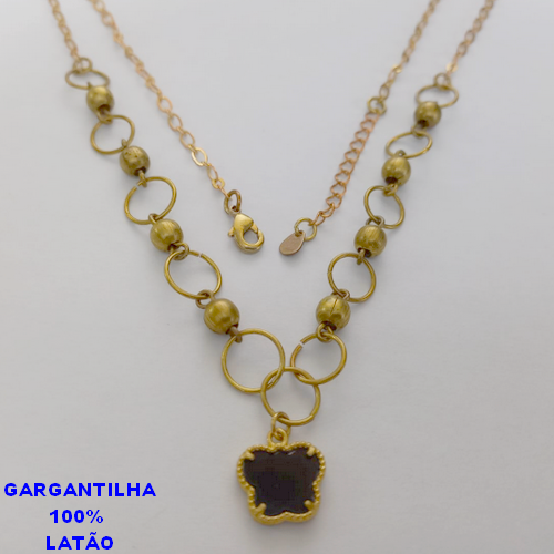 GARGANTILHA NO BRUTO PRONTO PARA O BANHO - (CX64) COM PINGENTE DE BORBOLETA - TAMANHO 45CM+EXTENSOR - PESO TOTAL 6.7GR - COMPOSIÇÃO 100% LATÃO - BRU10882