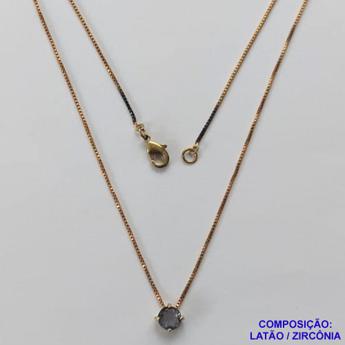 GARGANTILHA NO BRUTO PRONTO PARA O BANHO COM PINGENTE PONTO DE LUZ EM ZIRCÔNIA LILÁS 6MM BASE ALTA FUSÃO - TAMANHO 45CM+EXTENSOR - PESO TOTAL 2,2GR - COMPOSIÇÃO: LATÃO / ZIRCÔNIA - BRU10898