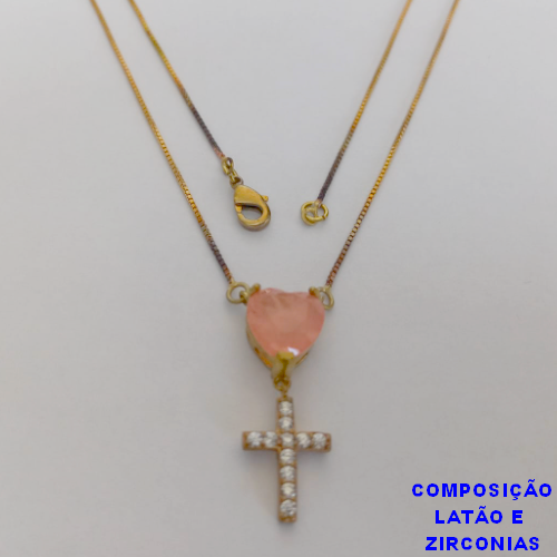 GARGANTILHA NO BRUTO PRONTO PARA O BANHO - COM CORRENTE VENEZIANA  DE 45CM - PINGENTE DE ZIRCONIA - PESO TOTAL 3,8GR - BRU10931