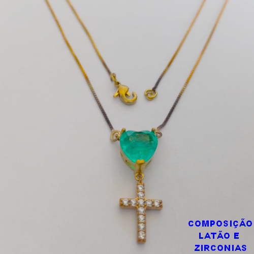 GARGANTILHA NO BRUTO PRONTO PARA O BANHO - (CX64) COM CORRENTE VENEZIANA  DE 45CM - PINGENTE DE ZIRCONIA - PESO TOTAL 3,8GR - BRU10934