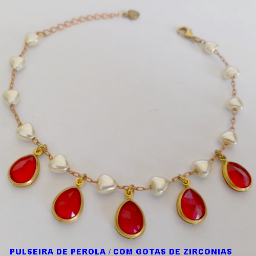 PULSEIRA NO BRUTO PRONTO PARA O BANHO EM PEROLA DE CORAÇÃO - PESO TOTAL 5.7GR - PULSEIRA 18CM+EXTENSOR -BRU10952