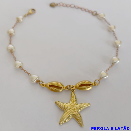 PULSEIRA NO PRUTO PRONTO PARA O BANHO(CORRENTE PEROLA E CONCHINHAS DE 18CM+EXTENSOR)PESO TOTAL 3.8GR - BRU10964