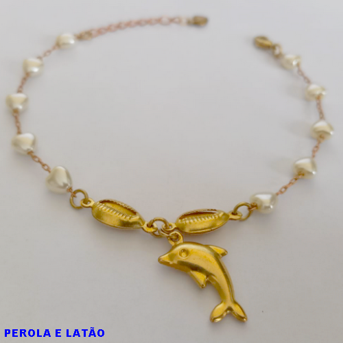 PULSEIRA NO PRUTO PRONTO PARA O BANHO(CORRENTE PEROLA E CONCHINHAS DE 18CM+EXTENSOR)PESO TOTAL 3.8GR - BRU10966