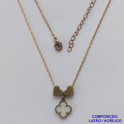 GARGANTILHA NO BRUTO PRONTO PARA O BANHO - COM CORRENTE CADEADO DE 45CM - PINGENTE TIPO VAN CLEEF 10MM - PESO TOTAL 3,5GR - BRU12243
