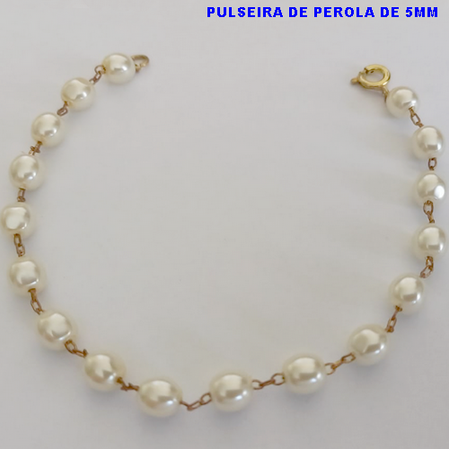 PULSEIRA NO PRUTO PRONTO PARA O BANHO(TODA EM  PEROLA  de 5MM  - DE 18CM - PESO TOTAL 3.1GR - BRU10992