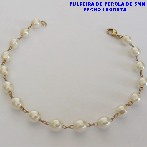 PULSEIRA NO PRUTO PRONTO PARA O BANHO(TODA EM  PEROLA  de 5MM  - DE 18CM - PESO TOTAL 3.1GR - BRU10993