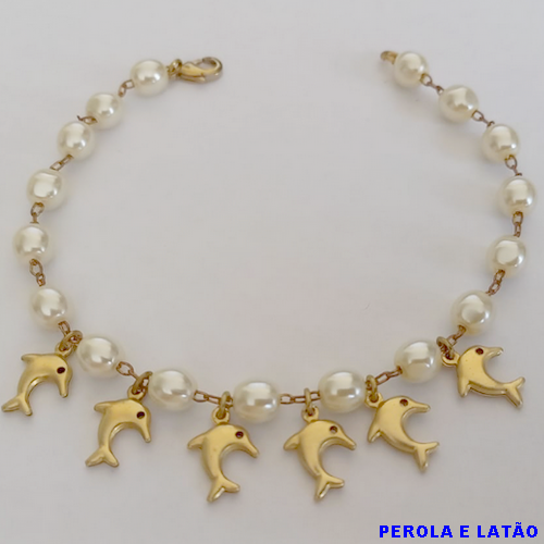 PULSEIRA NO PRUTO PRONTO PARA O BANHO(TODA EM  PEROLA  de 5MM  - DE 18CM - PESO TOTAL 4,2GR - BRU10994