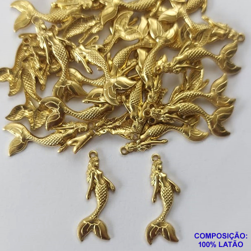 ACESSÓRIO PINGENTE NO BRUTO PRONTO PARA O BANHO (CX17) - SEREIA 7X20MM (2961) COMPOSIÇÃO 100% LATÃO - PESO TOTAL 0,4GR - BRU0002018