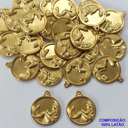 ACESSÓRIO PINGENTE NO BRUTO PRONTO PARA O BANHO (CX17) - SEREIA 14X14MM (2970) COMPOSIÇÃO 100% LATÃO - PESO TOTAL 1,1GR - BRU0002019