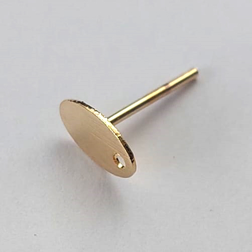 ACESSÓRIO FOLHEADO A OURO - BANHADO COM 5 MILESIMO+VERNIZ DIAMOND - BASE PARA BRINCO COM PINO FORMATO OVAL - TAMANHO 4x7MM  - VENDIDA POR PAR - OURO013
