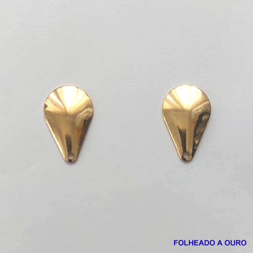 ACESSÓRIO FOLHEADO A OURO - BANHADO COM 5 MILESIMO+VERNIZ DIAMOND - BASE PARA BRINCO COM PINO FORMATO GOTA - TAMANHO 9X15MM  - VENDIDA POR PAR - OURO014